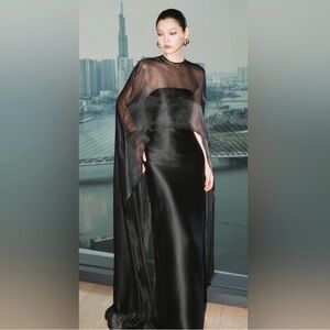 Chic Black Sheer Long Sleeve Dress